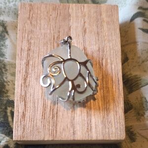 Beach Glass Wrapped In Silver Plated Cooper